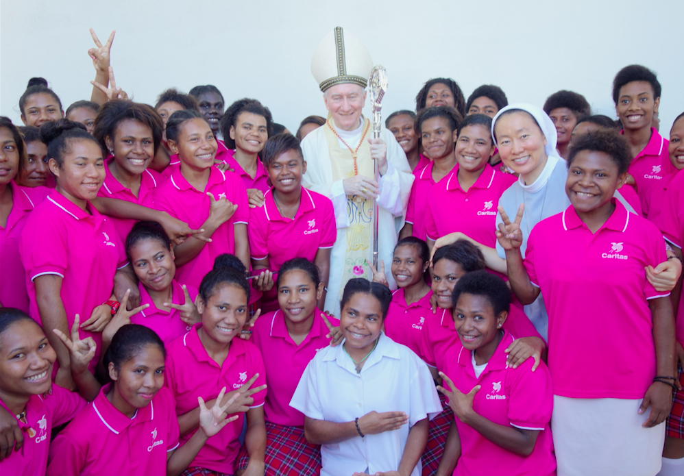 Cardinal Parolin with Caritas students