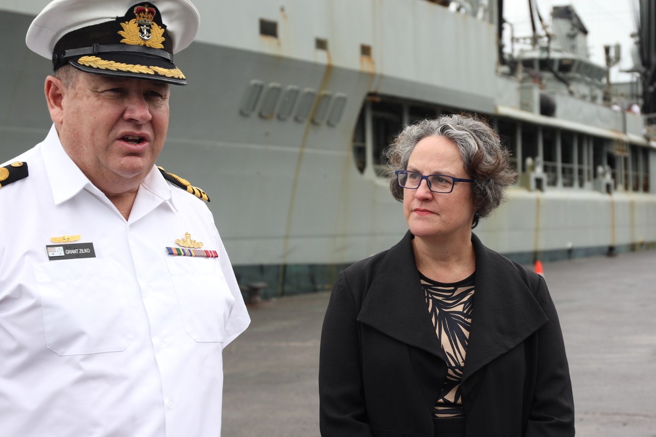Deputy High Commissioner Caitlin Wilson with Commanding Officer of the HMASS Success Commander Grant Zilko