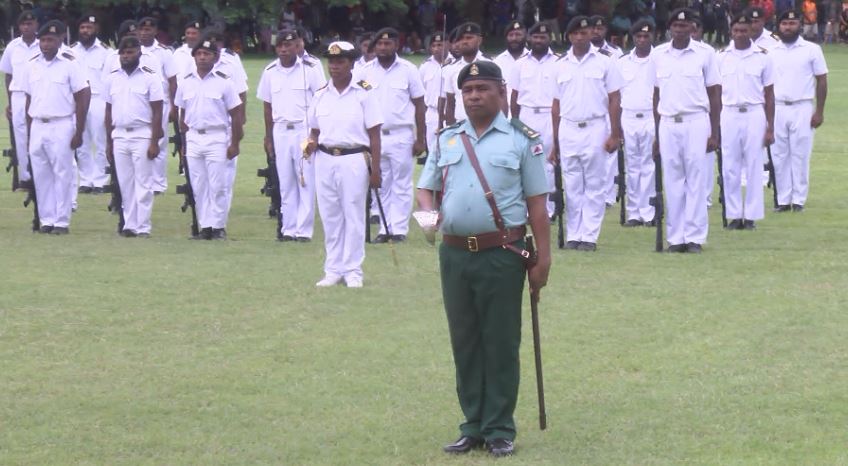 Soldiers in a parade during the PNGDF 50th ceremony
