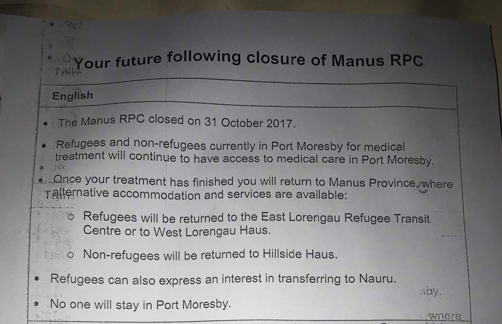 The new notice that was distributed in Port Moresby