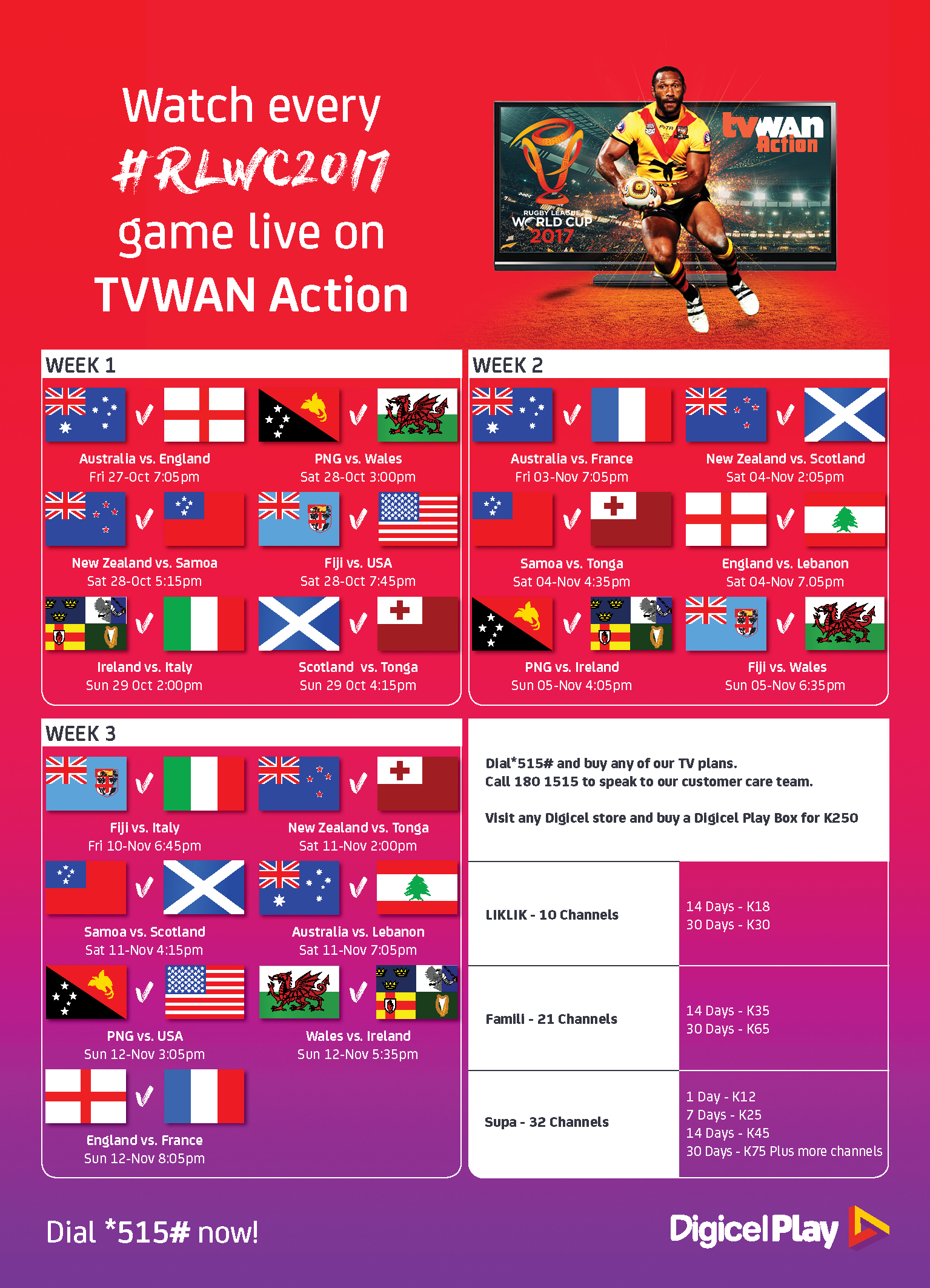 Digicel Play to broadcast all world cup games! Loop PNG